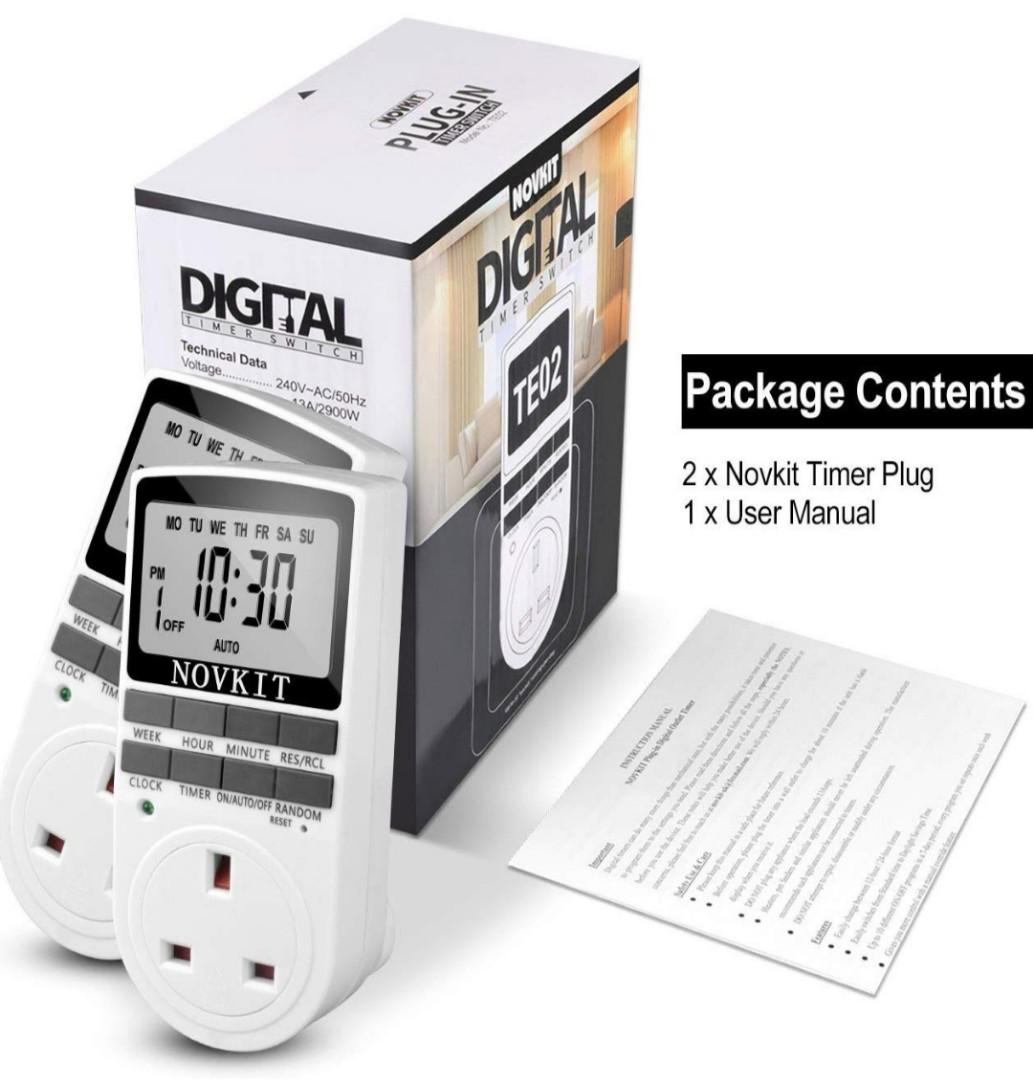 (A14) Novkit Plugin Digital Timer Switch (TE02), TV & Home Appliances