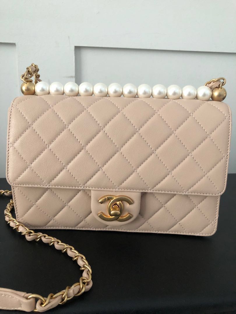 chanel white pearl bag