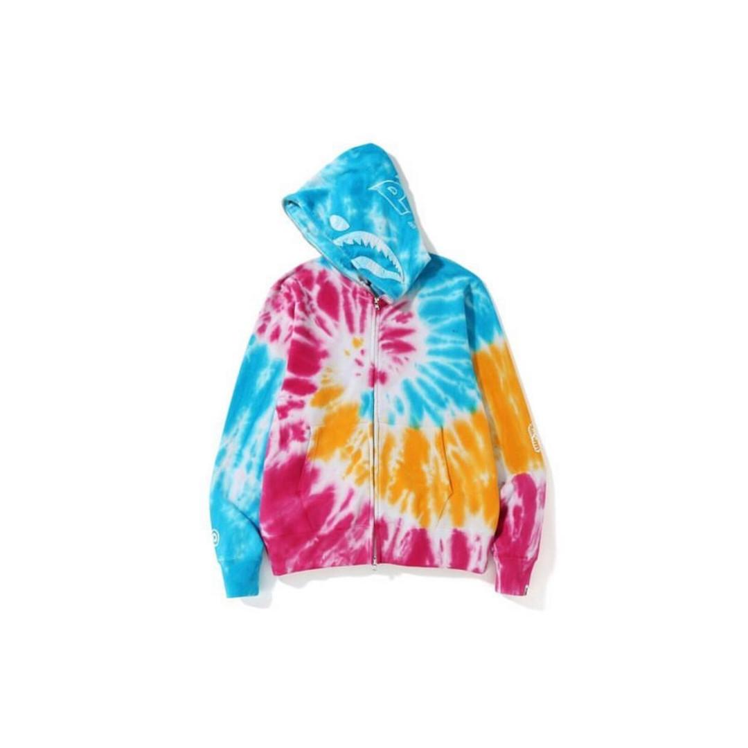 tie dye shark wide full zip hoodie