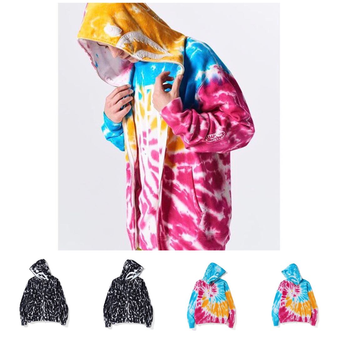 bape tie dye shark wide full zip hoodie prolex