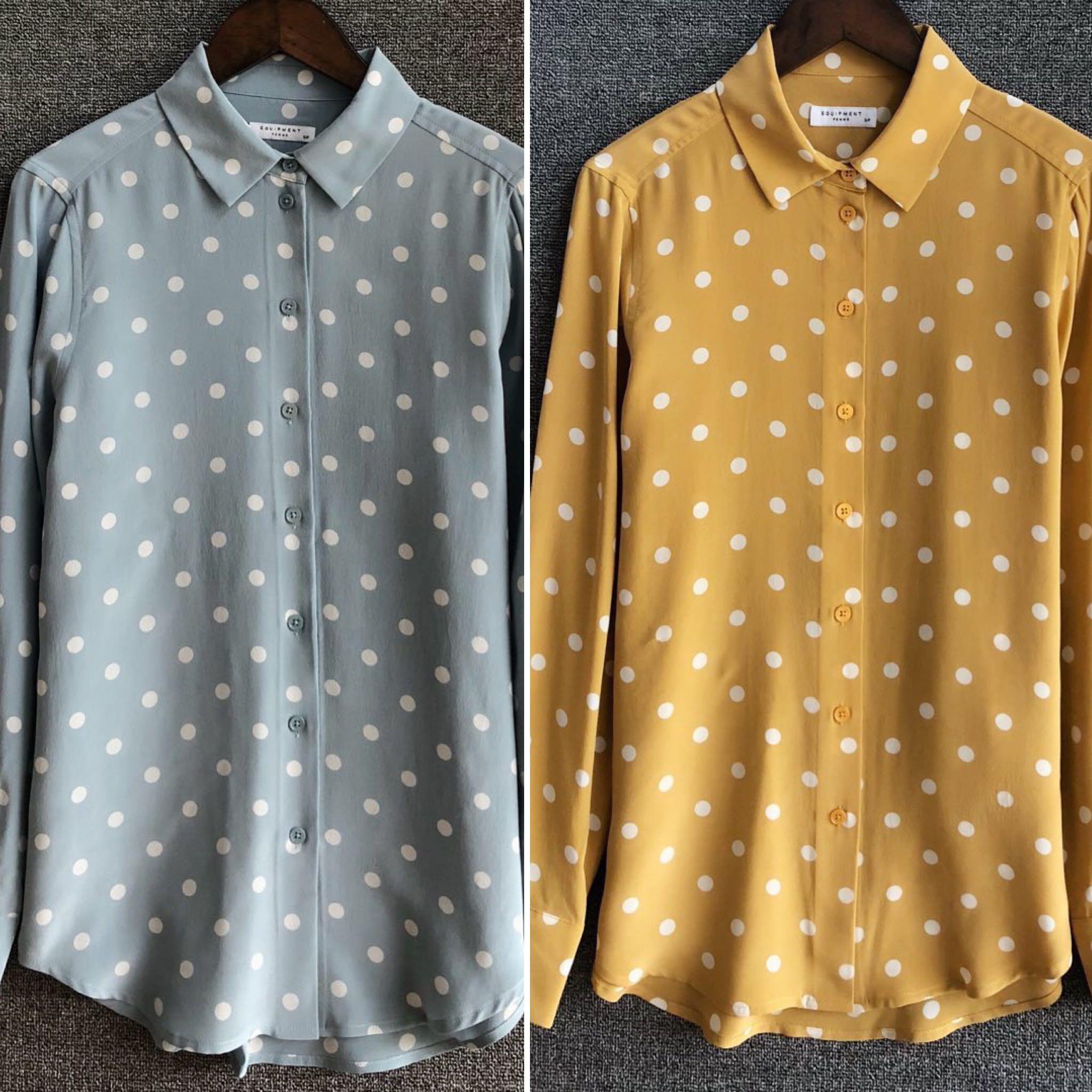 Equipment polka dot silk blouse outlet