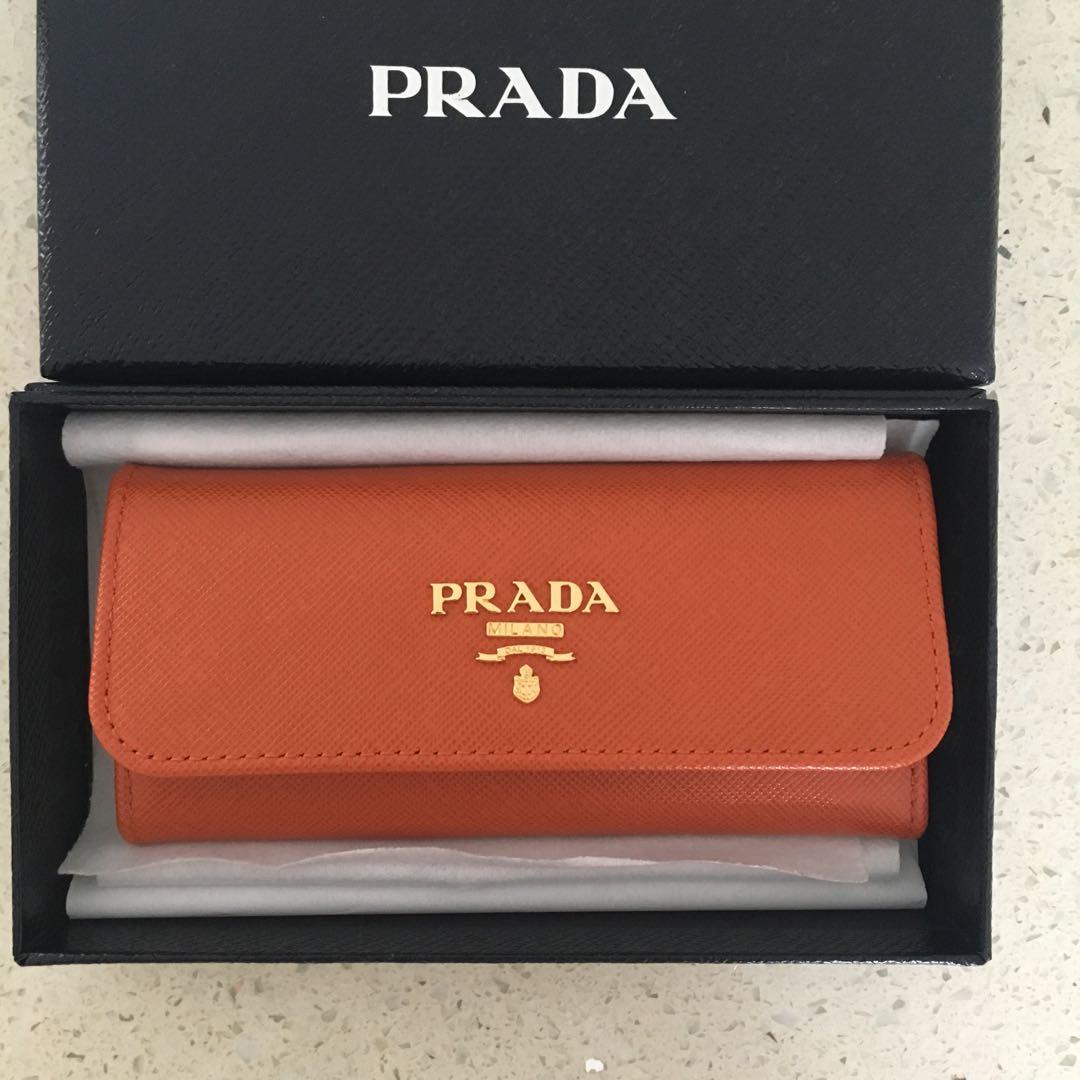 prada saffiano key pouch