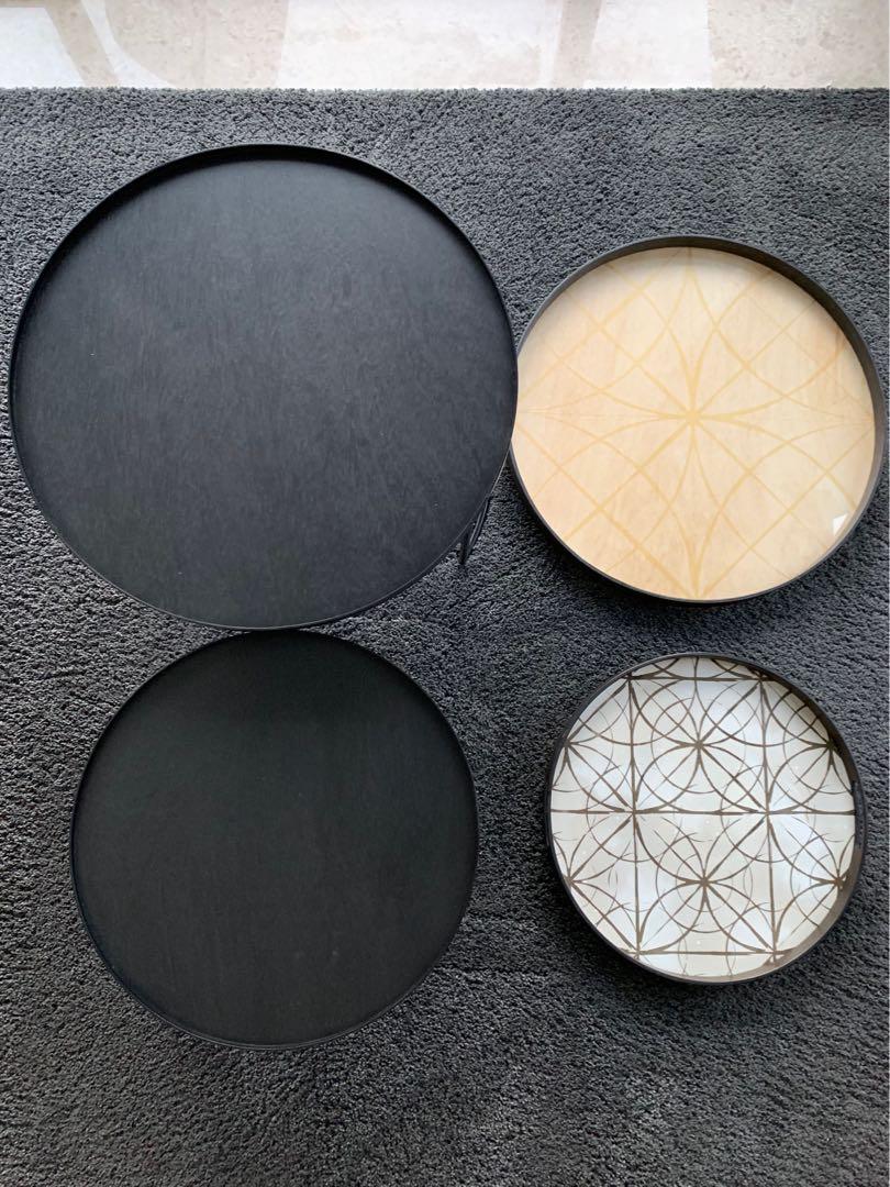 Designer Serving Trays For Notre Monde Round Tray Table Set