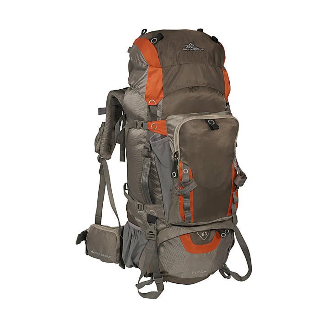 High Sierra Titan 65L Travel Backpack GREY ORANGE Sports