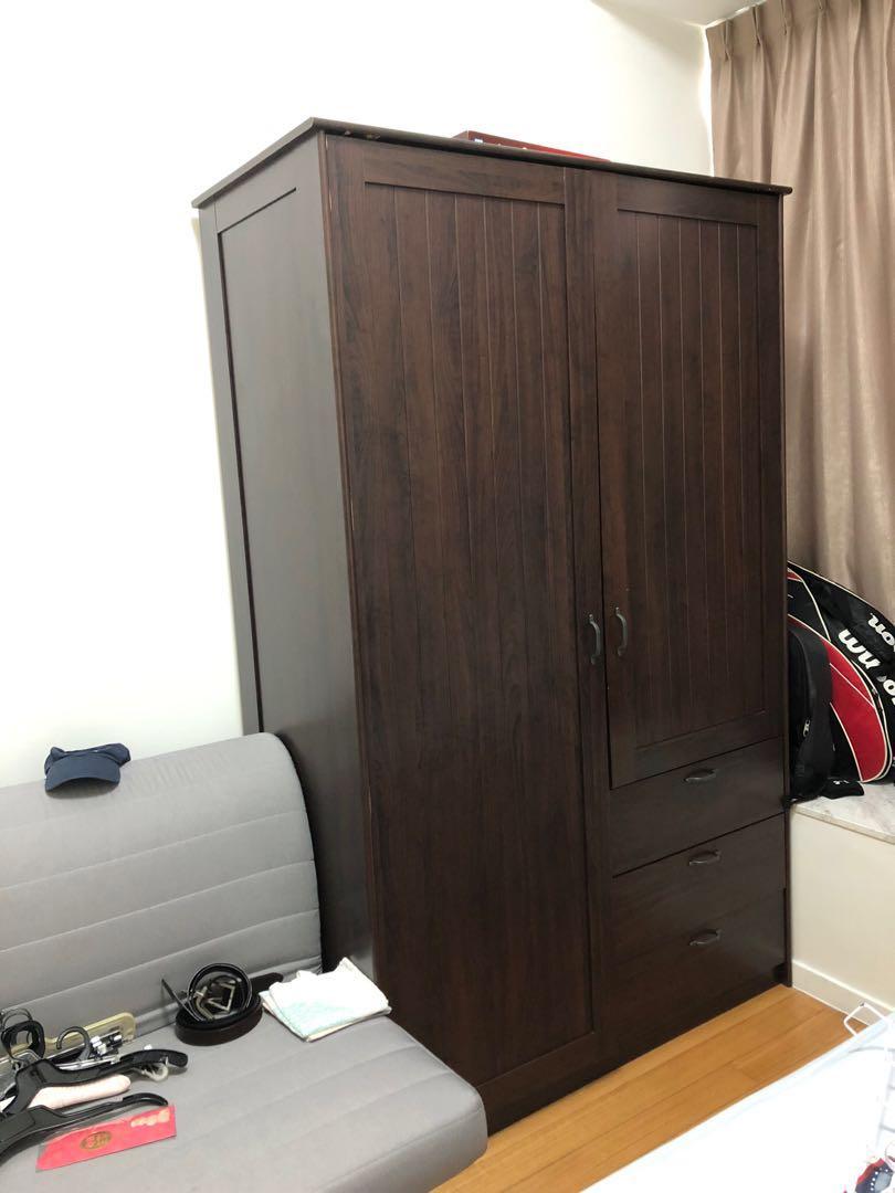 Ikea 2 Door Wardrobe Cabinet With Hanging Bar Shelves And Drawers