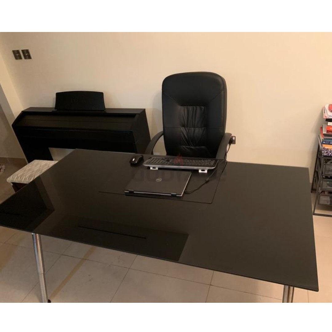 Ikea black glass desk