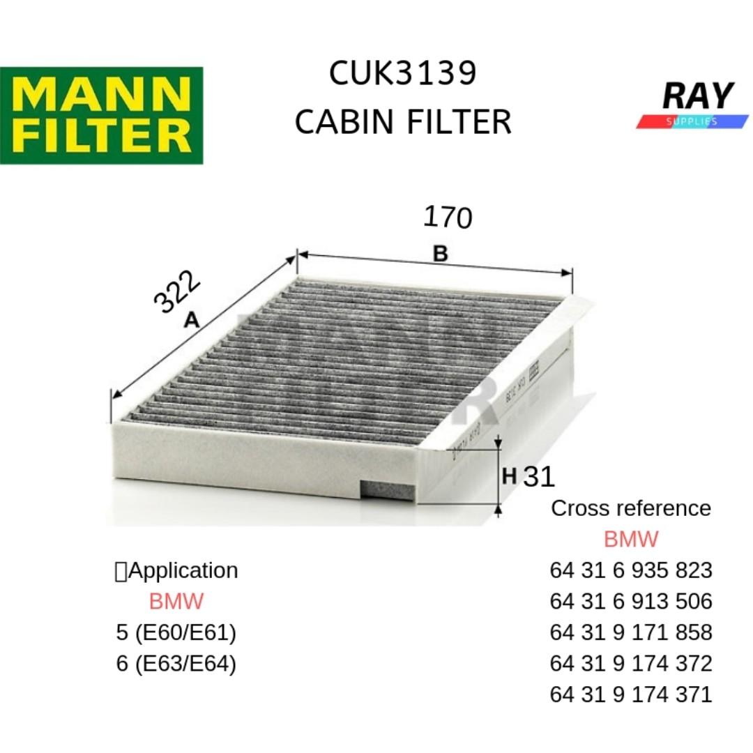 Mann Cabin Air Filter Cuk3139 Quantity Per Application 2 Piece