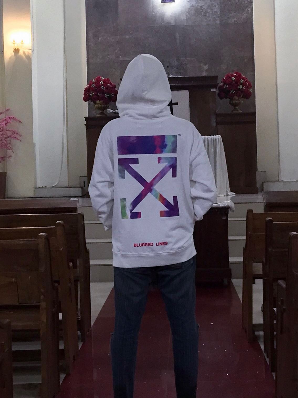 off white blurred hoodie