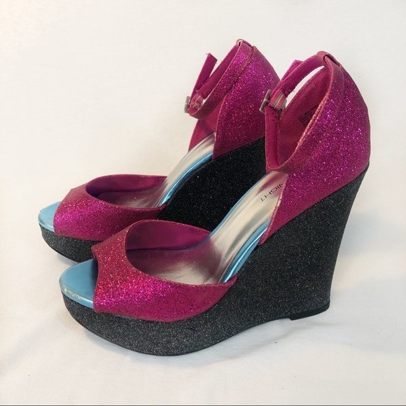 sparkly wedge heels