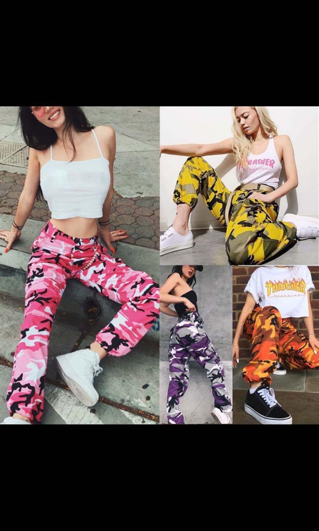 Purple Camo Pants Various Materials Women S Fashion Bottoms Other Bottoms On Carousell