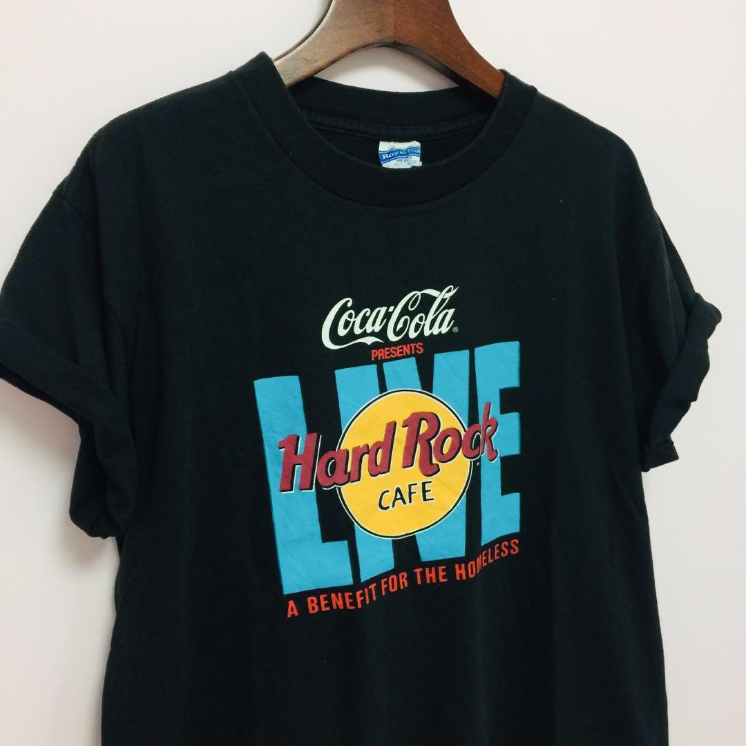 VINTAGE HARD ROCK CAFE x COCA COLA TEE, 名牌, 服裝- Carousell