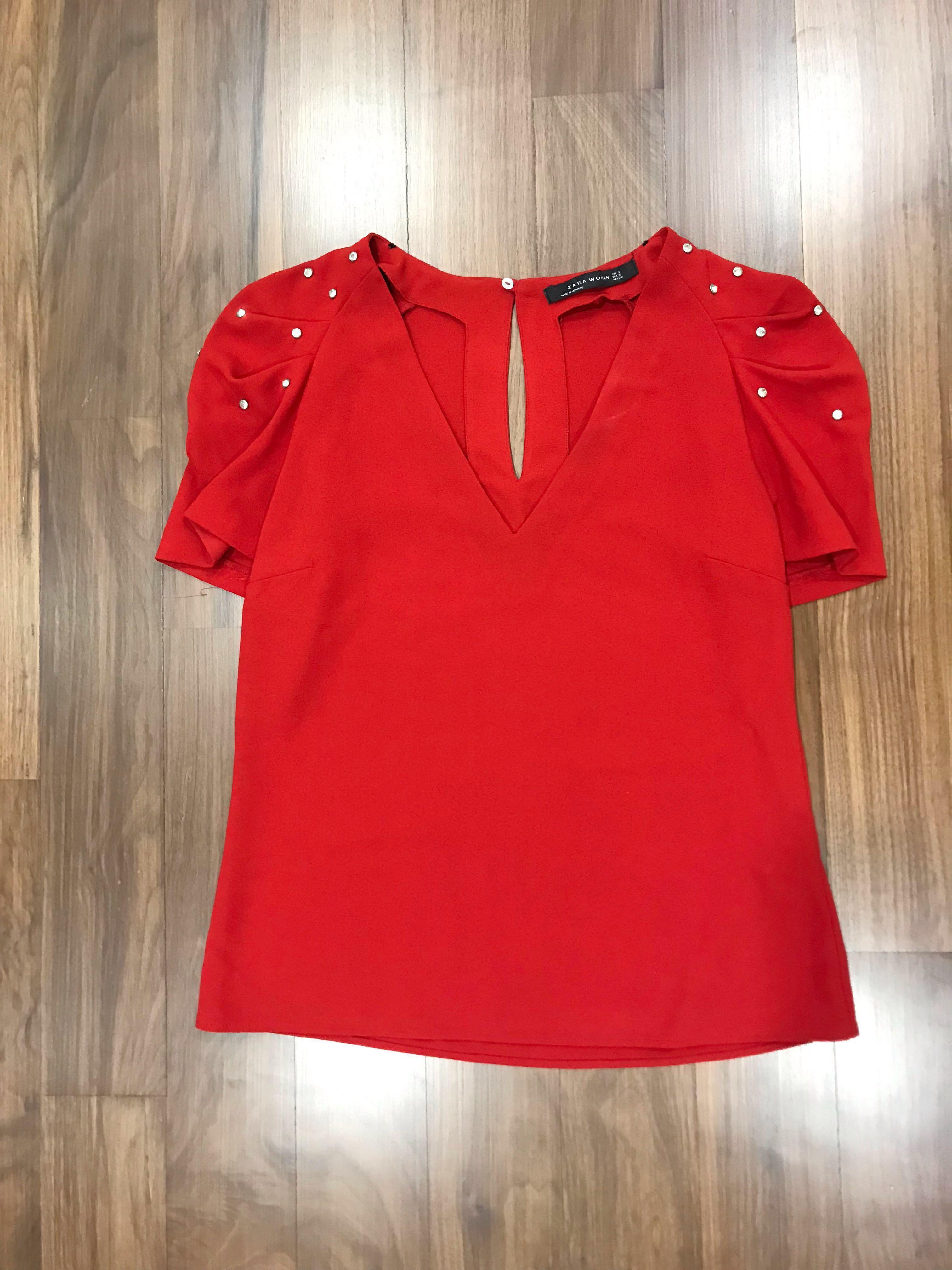 Zara Women Red Top Women S Fashion Clothes Tops On Carousell