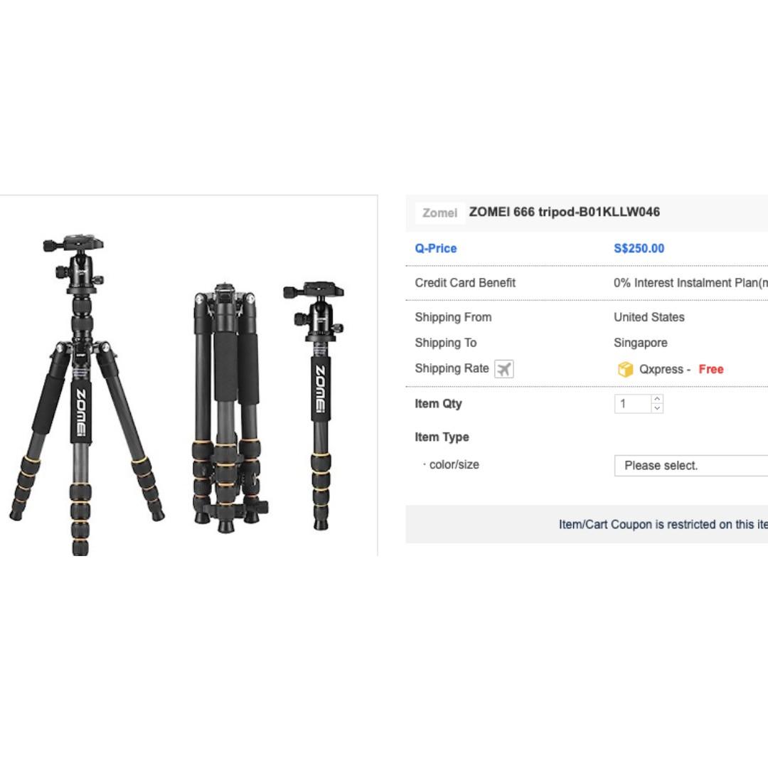 Zomei q666 professional tripod, Photography, Photography Accessories ...