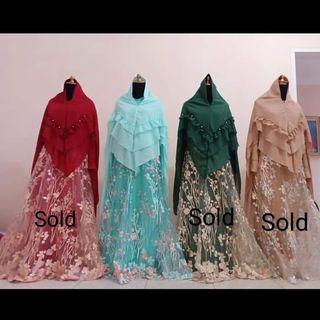 Gamis mewah brukat 3d keliling. .  #mauthr