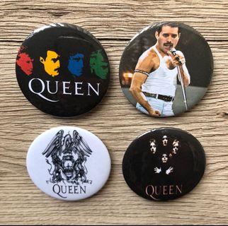 QUEEN Freddie Mercury Badges (4 Pack) 58mm