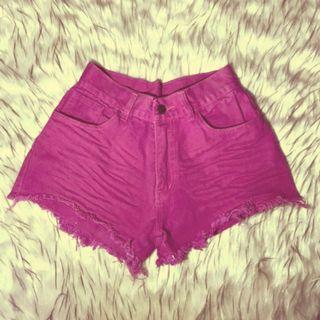 High waist pink denim shorts