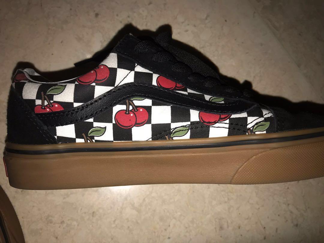 cherry checker old skool vans