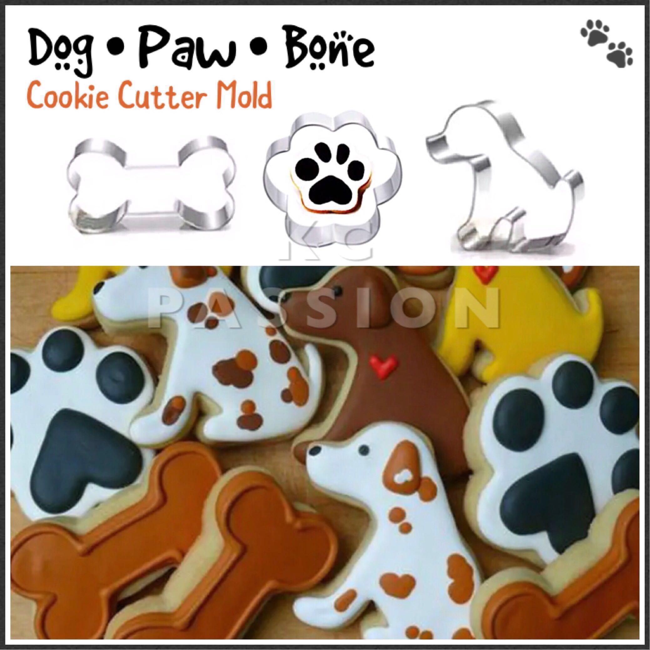 PAW PATROL THEME DOG PAW BONE CUTTER MOLD SET TOOL Cake Decorating Tool for Cookies Fondant Cake Cupcake Bread Dough Pastry Sugar