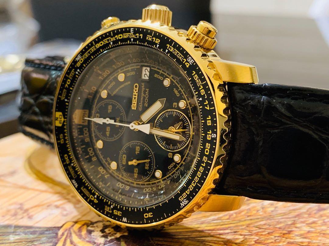Special Edition Seiko SNA4141P1 Gold Tone Flightmaster 200m