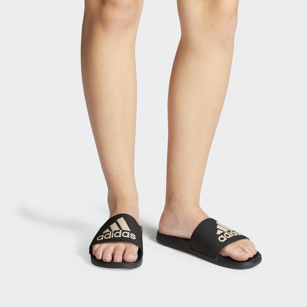 Adidas adilette cloudfoam plus logo slides women's top