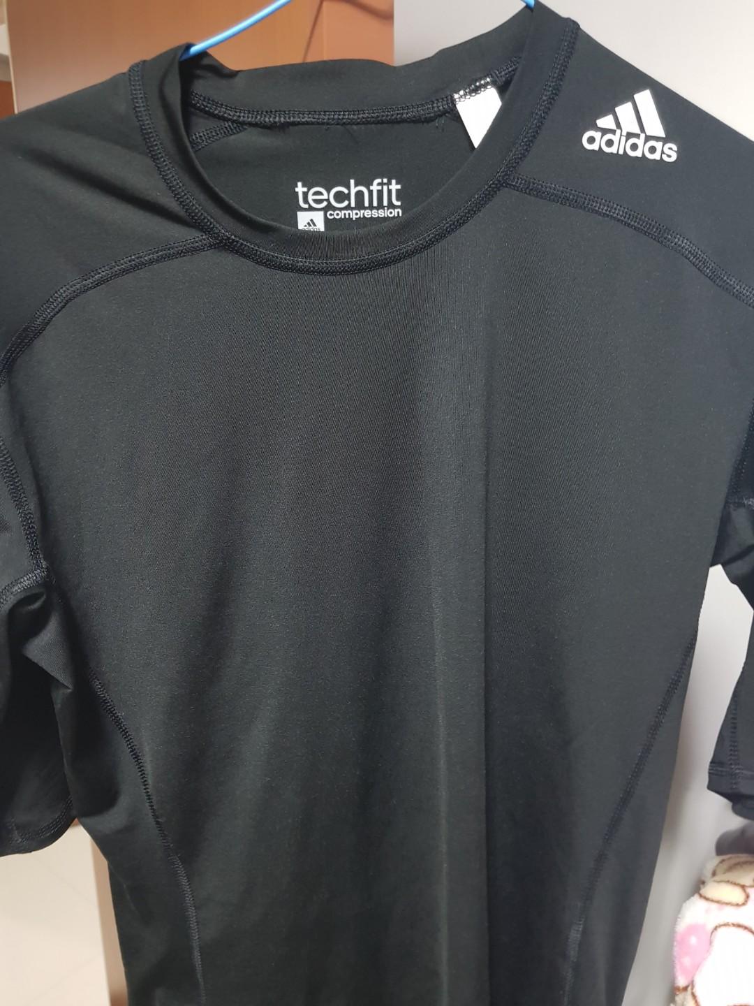 Adidas Mens Techfit Compression Climalite Tshirt, Sports, Sports Apparel on  Carousell