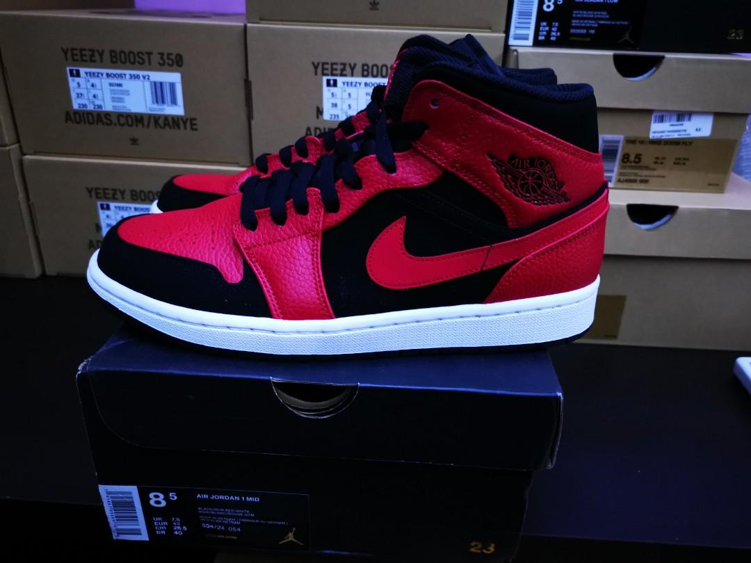 nike air jordan 1 mid black and red