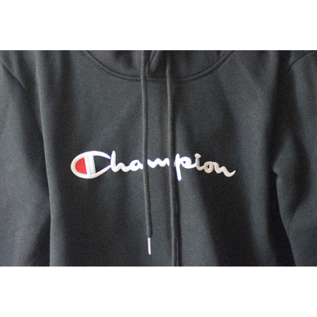BLACK CHAMPION HOODIE FAKE