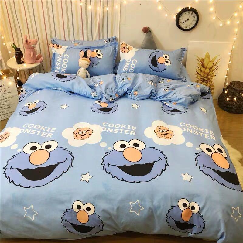 Cookie Monster Bedsheet Set Furniture Home Decor Cushions