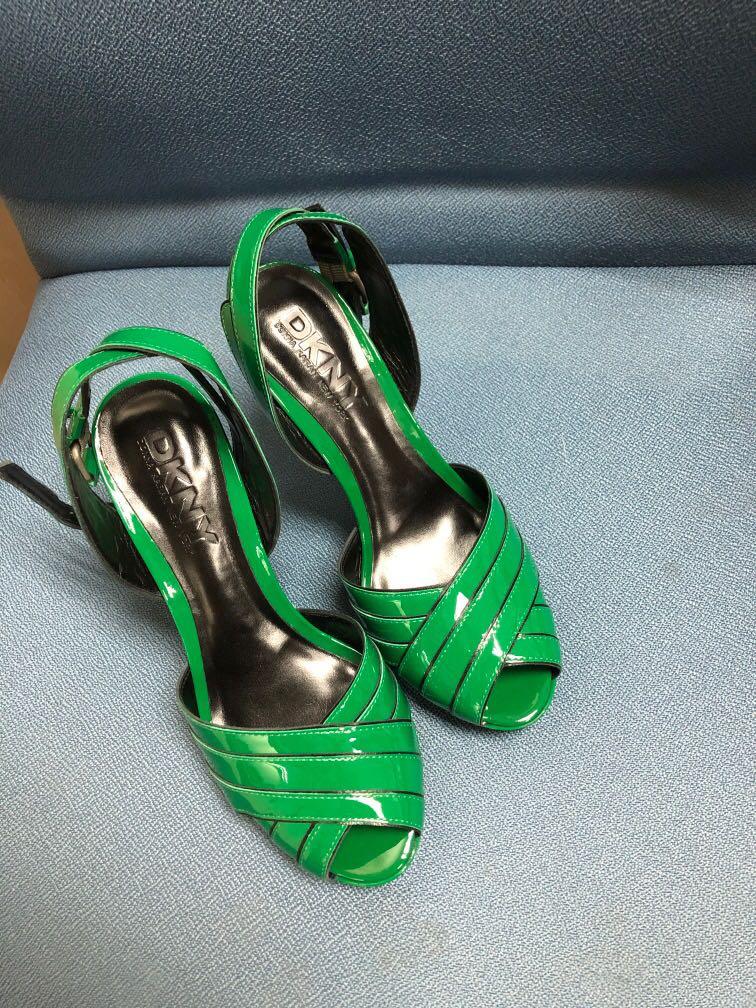 green patent leather heels