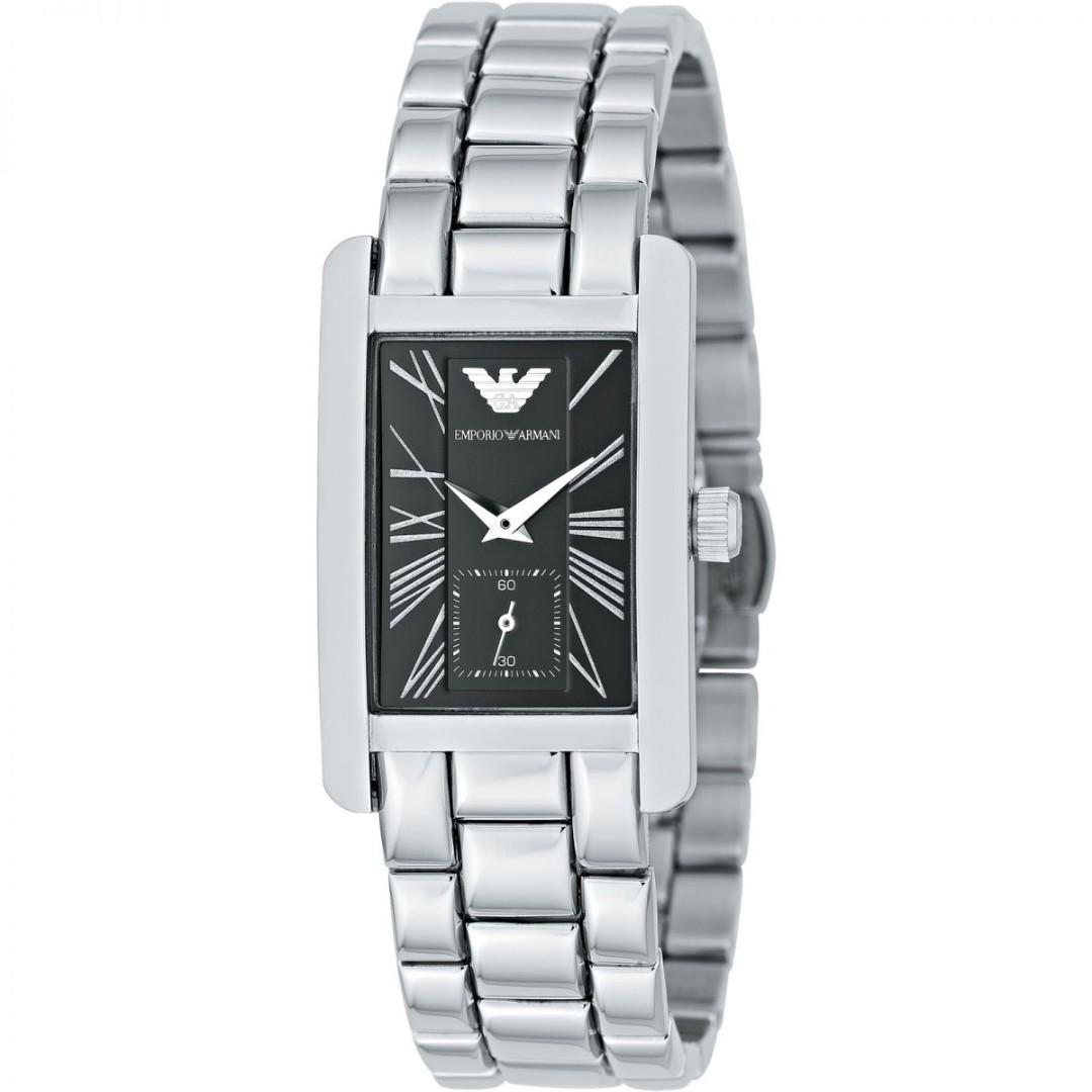 emporio armani ar0156 silver rectangular mens watch