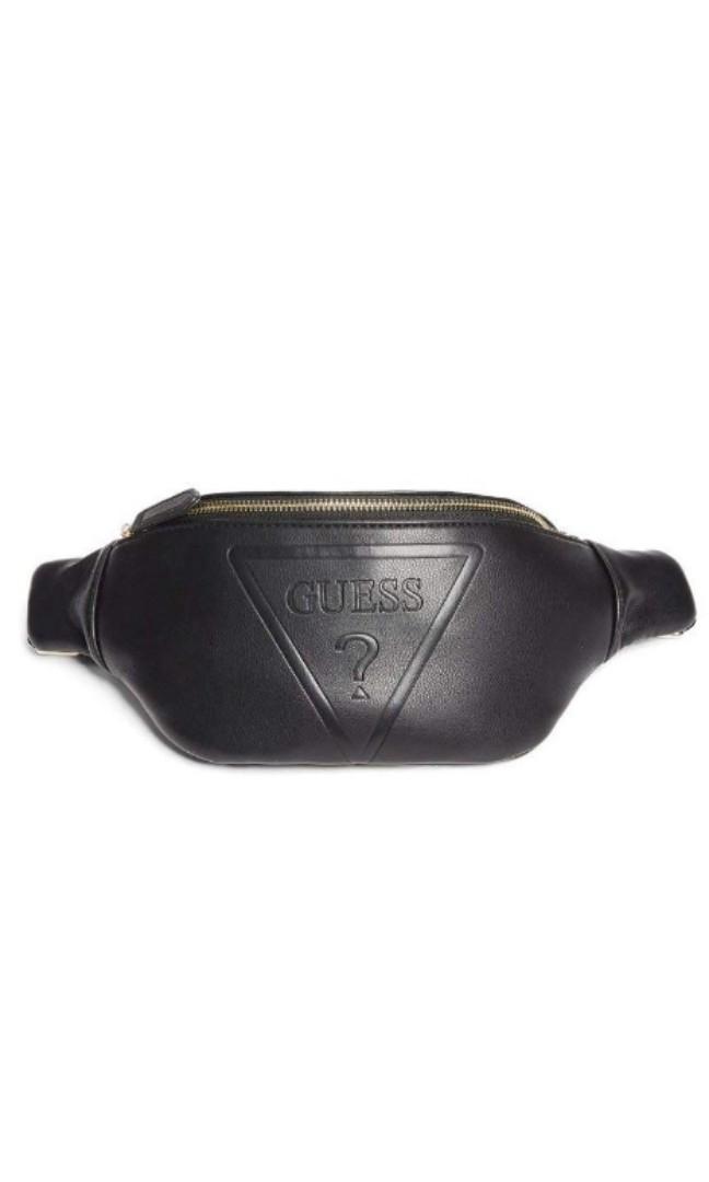 Guess Women s Gym Embossed Logo Waist Pack Black