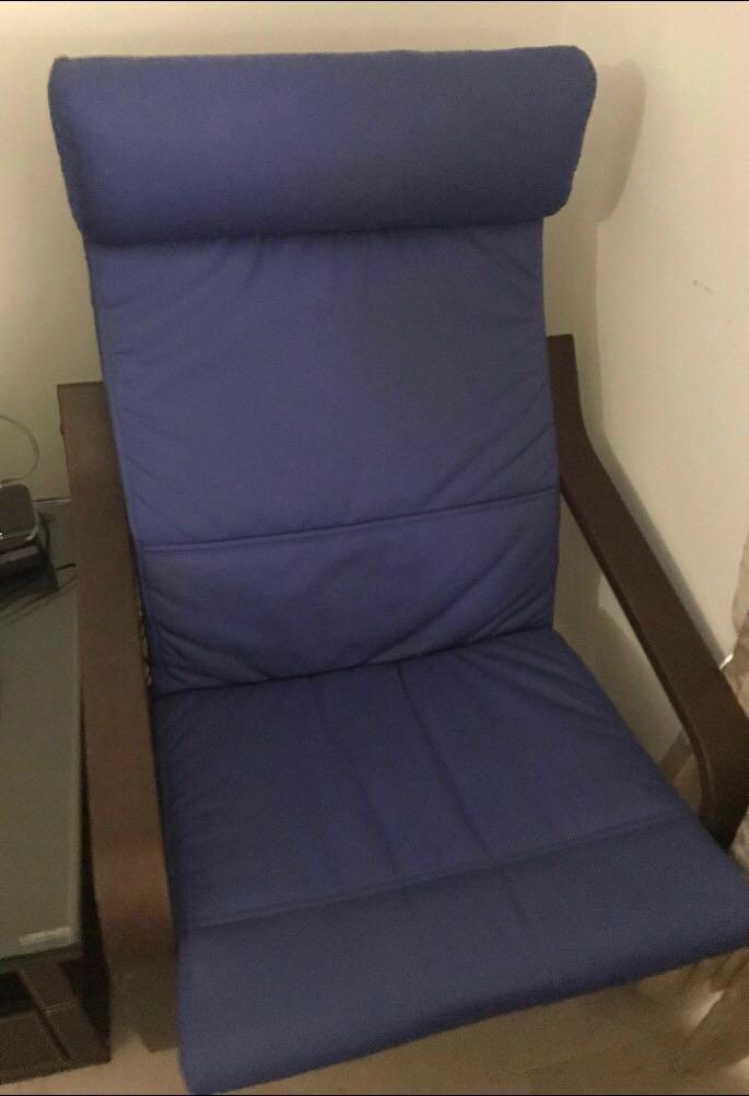 IKEA 2 Poang Chairs + Footstool + FREE Ikea Coffee Table, Furniture