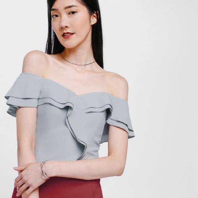 off shoulder ruffle blouse