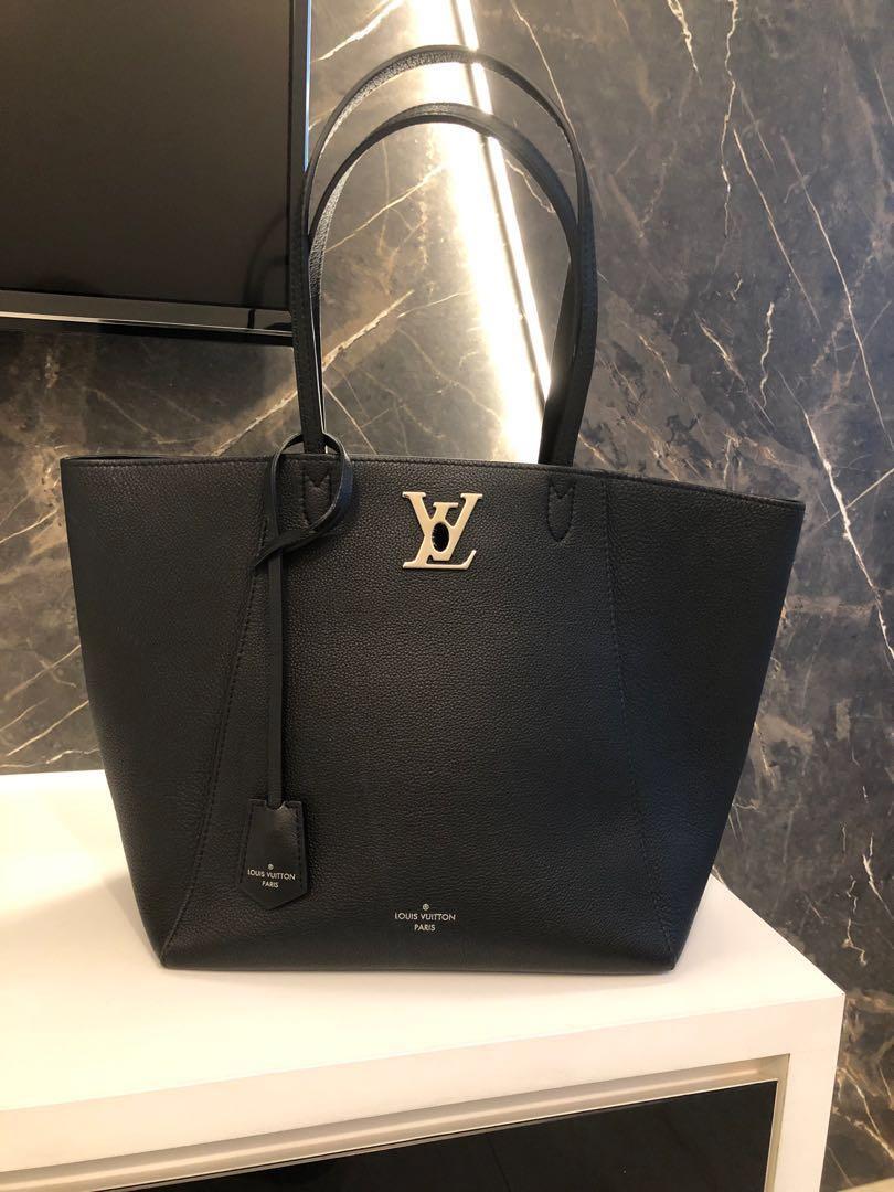 LV Black leather tote bag