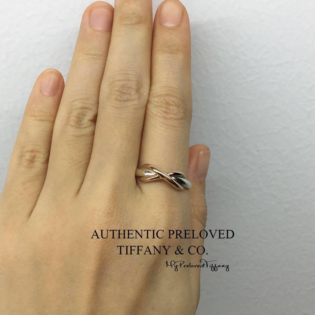 Mint Authentic Tiffany Co Infinity Ring Silver Rose Gold 45