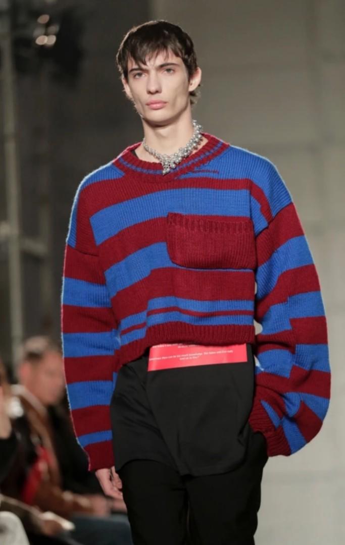 Raf Simons Disturbed Stripe Knit Sweater, Men's Fashion, Coats, Jackets ...