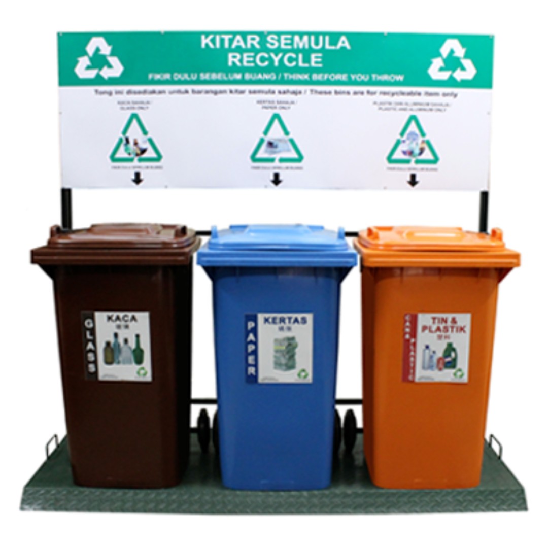 Recycle Bin Set MGB 240 Litres (3 in 1) + Platform + Signboard