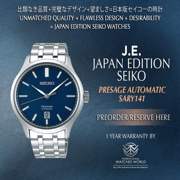 SEIKO JAPAN EDITION PRESAGE AUTOMATIC CLASSIC BLUE DIAL SARY141, Men's  Fashion, Watches & Accessories, Watches on Carousell