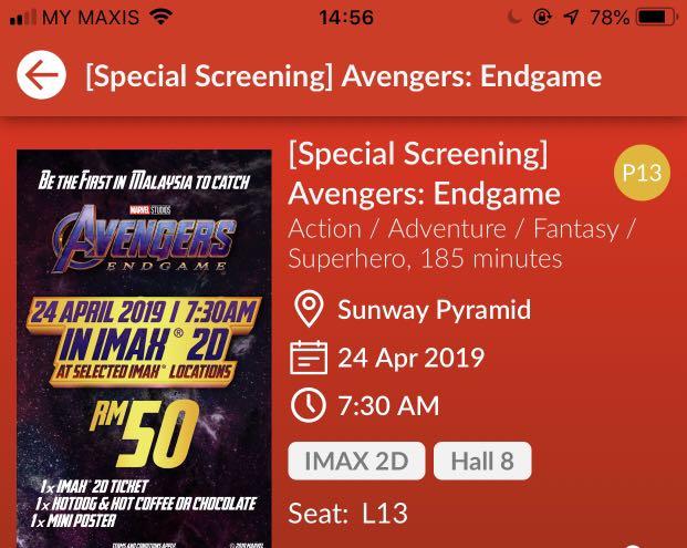 Tgv Avengers Endgame Early Screening Tickets Vouchers Attractions Tickets On Carousell
