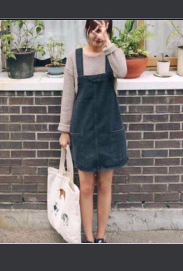 grey dungaree dress