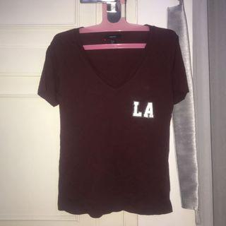 FOREVER 21 V NECK SHIRT MAROON SIZE S FIT TO MEDIUM