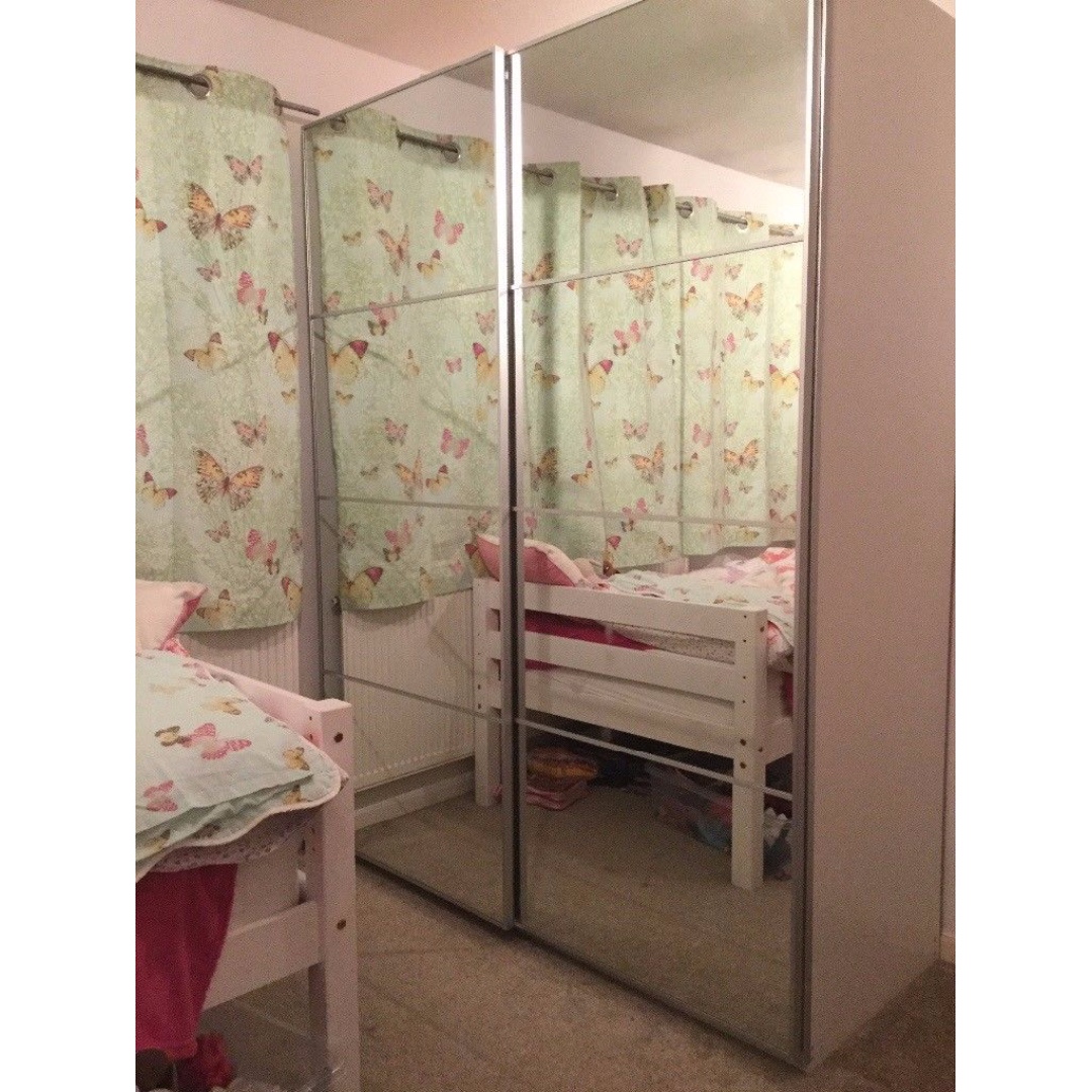 2x Ikea Pax Wardrobes With Full Mirrored Doors For Sale Furniture