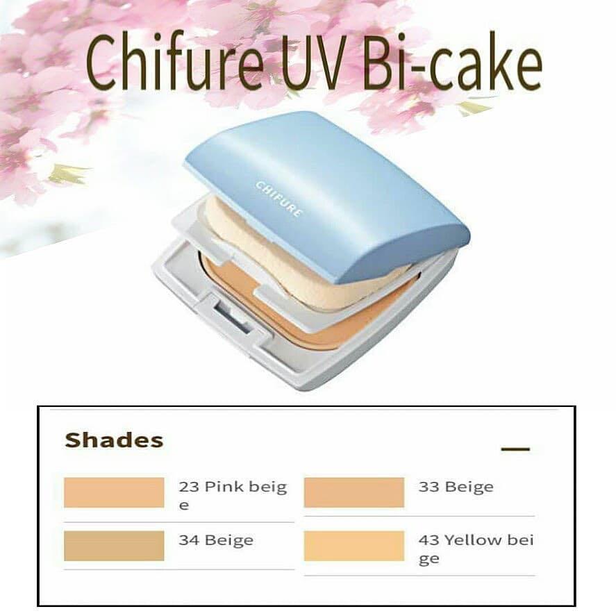 Authentic Chifure UV Bi-cake Refill from Japan (Category: Face Care) located in Pasay City. Submitted by sweetswitch (Listing ID 225821197, Image 3). Description: Guaranteed authentic and brand new Chifure UV Bi-cake Refill bought from Japan. Shades: 33 Beige & 34 Beige A powder foundation resistant to water, perspiration and sebum, protecting the skin from UV rays. Chifure UV Bi-cake can be used with or without water, adhering well to the skin t
