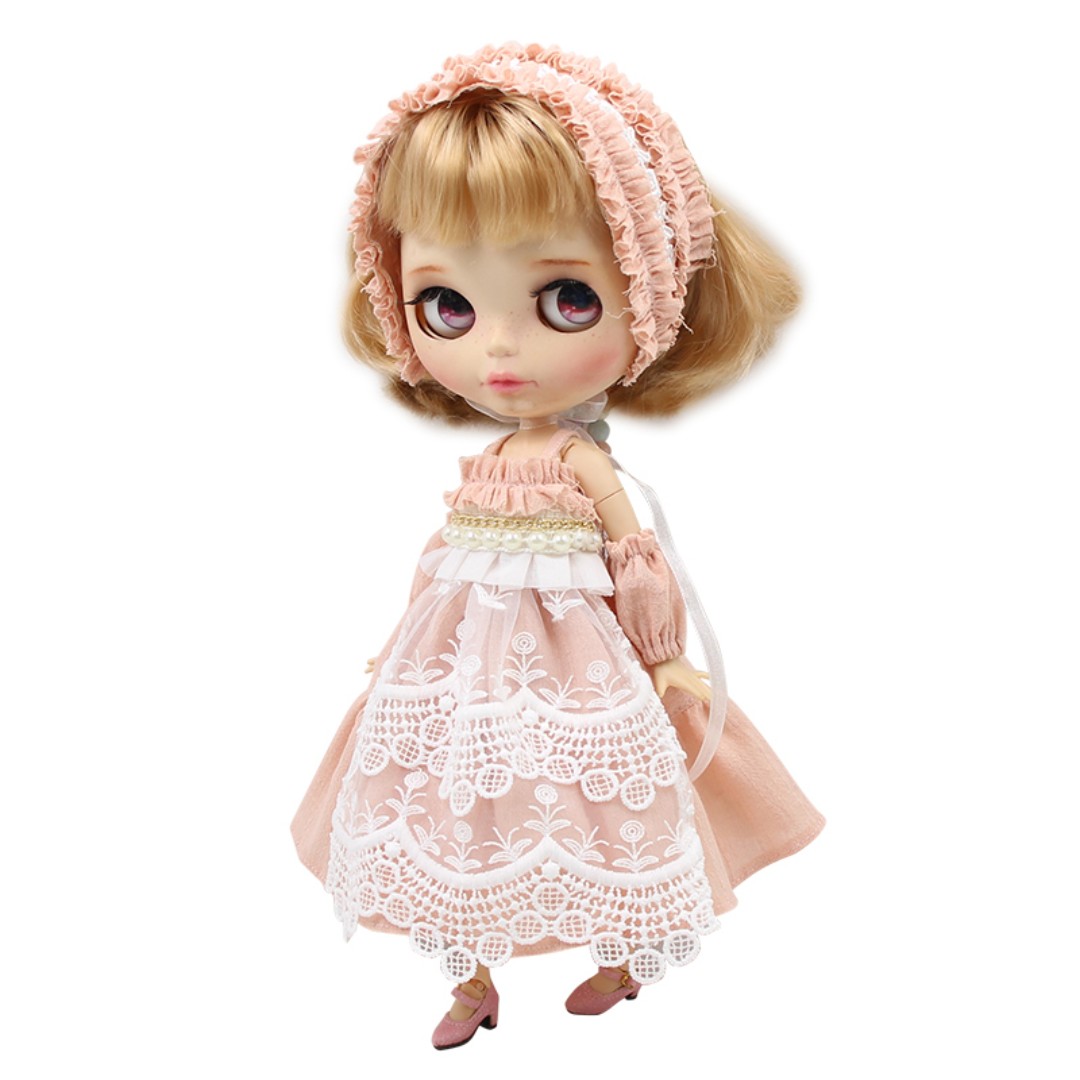 Blythe Doll Pink Lace Dress With Headband Doll Clothes Outfit Set Azone Licca Bjd Toys Games Others On Carousell