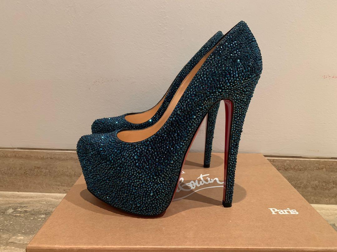 CHRISTIAN LOUBOUTIN DAFFODILE STRASS CRYSTAL ENCRUSTED PLATFORM PUMPS