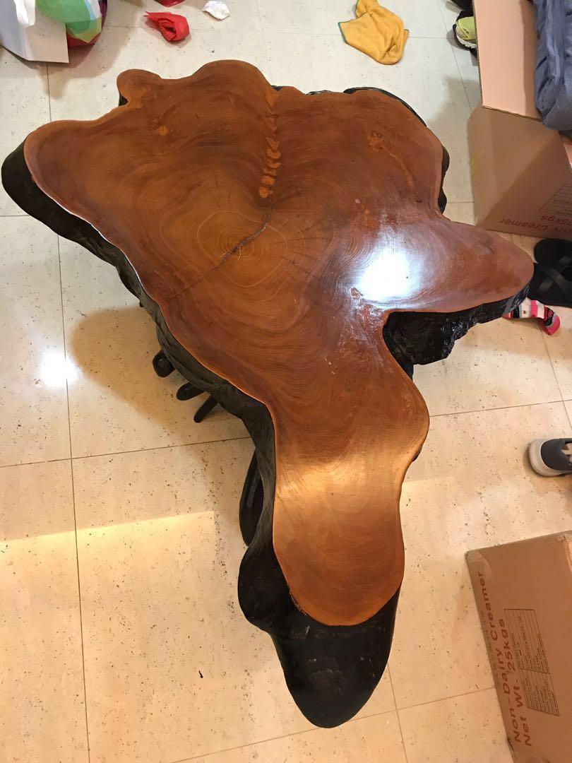 authentic teak furniture on Handcrafted Authentic Teak Wood Tree Trunk Table Furniture Tables Chairs On Carousell