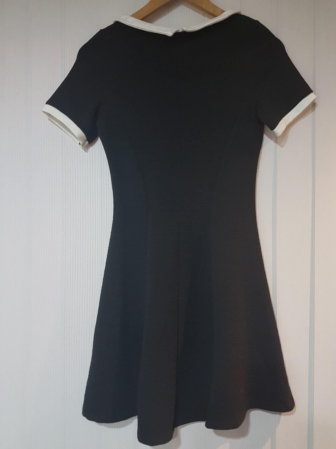 H&M black and white jersey collar dress, Women's Fashion, Dresses