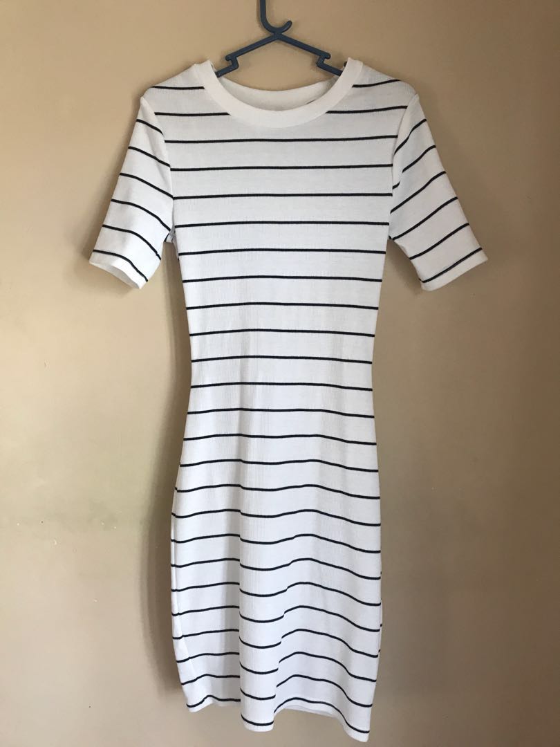 h&m striped bodycon dress