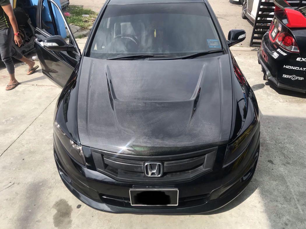 Honda Accord 8th gen TAO carbon fiber hood, Auto Accessories on Carousell