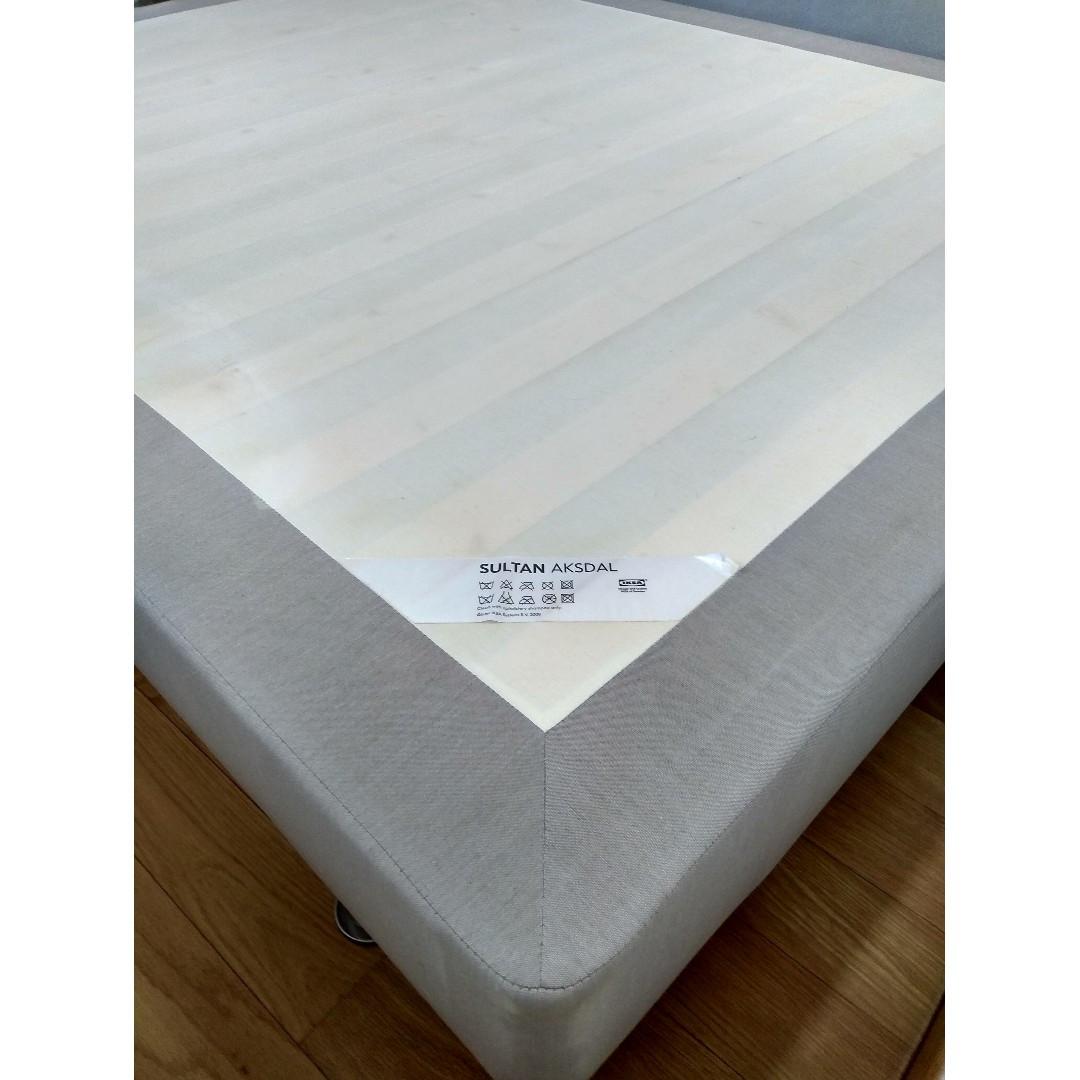 Ikea Sultan queen size bed with latex mattress pad, Furniture & Home